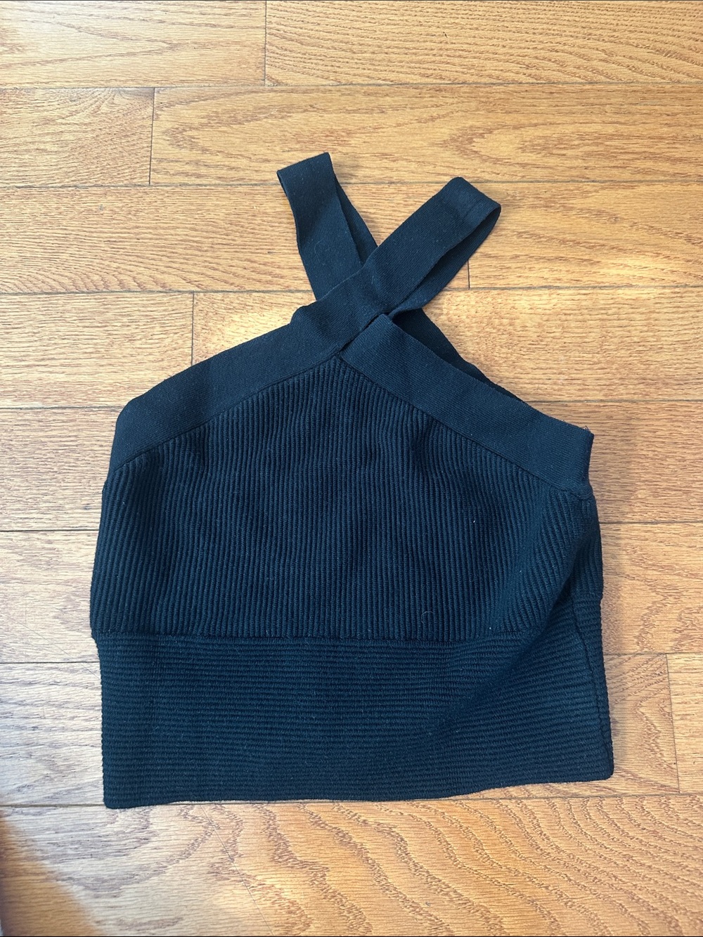 Abercrombie & Fitch Black Ribbed Cross-Back Crop